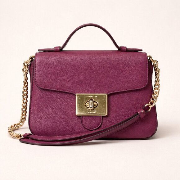 Coach Handbags - Coach Cassidy Top Handle Leather Crossbody Bag – Dark Berry